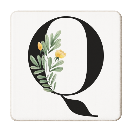 Q Floral Letter Initial - personalised beer coaster by Toni Scott