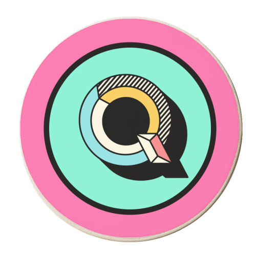 Q - Maximalist Bold Initial Design - personalised beer coaster by AbiGoLucky