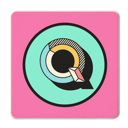 Q - Maximalist Bold Initial Design - personalised beer coaster by AbiGoLucky