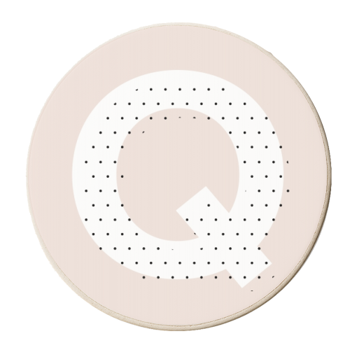 Q Polka Dot Initial - personalised beer coaster by Toni Scott