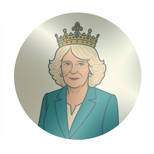 Queen Camilla - Circle Sticker by Ms Doodle