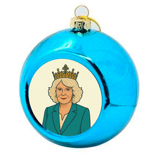 Queen Camilla - colourful christmas bauble by Ms Doodle