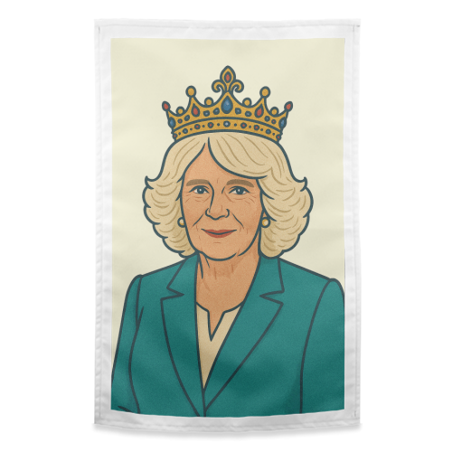 Queen Camilla - funny tea towel by Ms Doodle