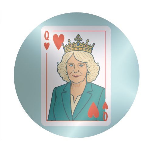 Queen Camilla of Hearts - Circle Sticker by Ms Doodle