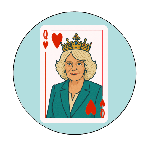 Queen Camilla of Hearts - Circle Sticker by Ms Doodle