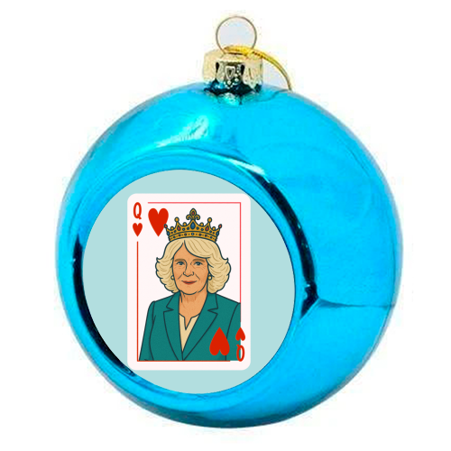 Queen Camilla of Hearts - colourful christmas bauble by Ms Doodle