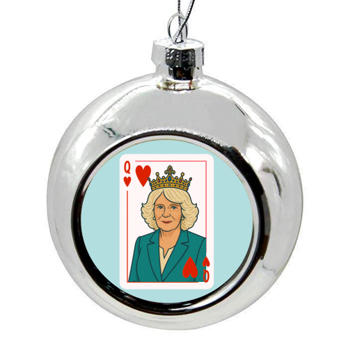 Queen Camilla of Hearts - colourful christmas bauble by Ms Doodle