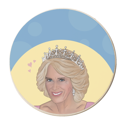 Queen Camilla Parker Bowles Print - personalised beer coaster by Drawings by Firefly