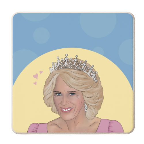 Queen Camilla Parker Bowles Print - personalised beer coaster by Drawings by Firefly