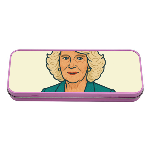 Queen Camilla - tin pencil case by Ms Doodle