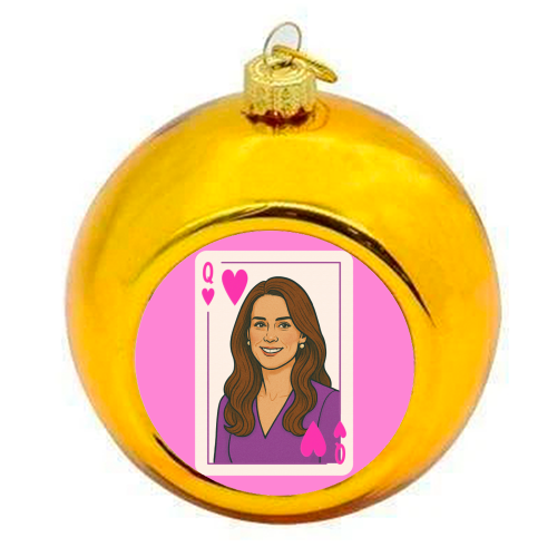 Queen Catherine of Hearts - colourful christmas bauble by Ms Doodle