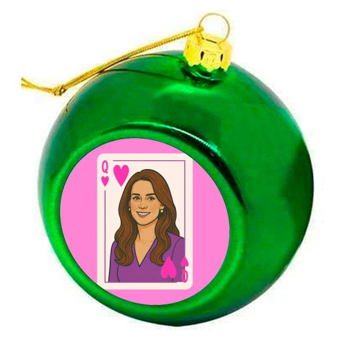 Queen Catherine of Hearts - colourful christmas bauble by Ms Doodle