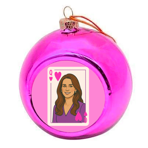 Queen Catherine of Hearts - colourful christmas bauble by Ms Doodle