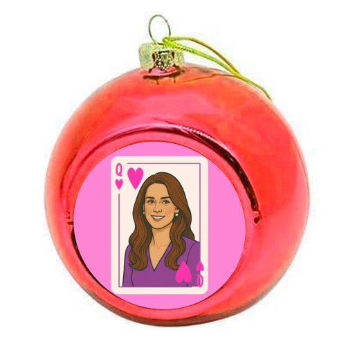 Queen Catherine of Hearts - colourful christmas bauble by Ms Doodle