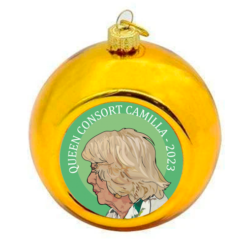 Queen Consort Camilla Collection 2023 - colourful christmas bauble by Catherine Critchley.