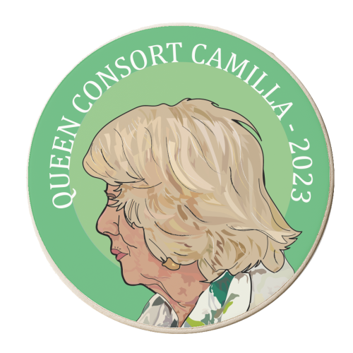 Queen Consort Camilla Collection 2023 - personalised beer coaster by Catherine Critchley.