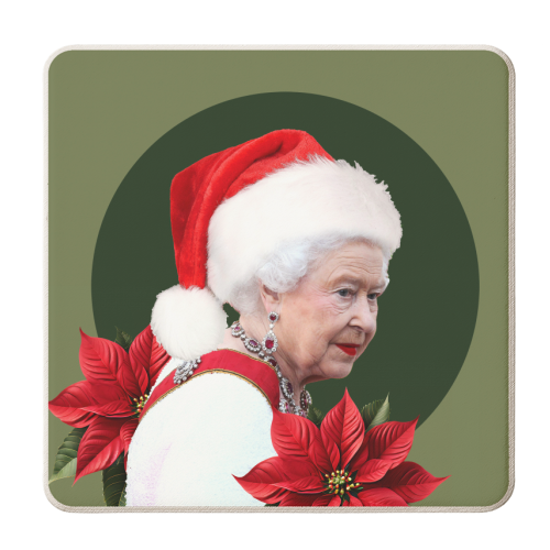 Queen Elizabeth at Christmas - personalised beer coaster by Larissa Grace
