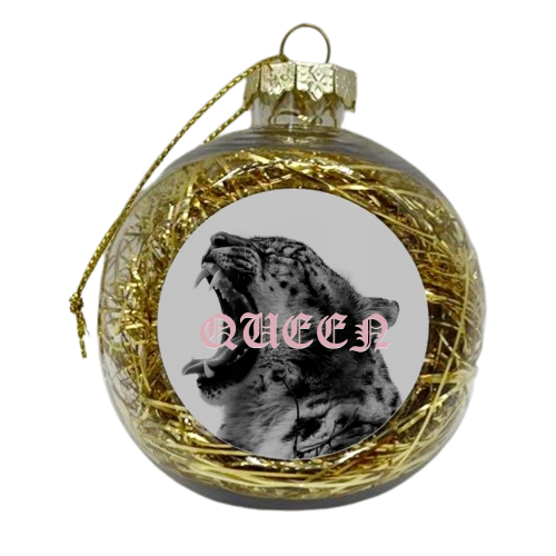 Queen Leopard Print | Typographic - xmas bauble by OhMC! Designs