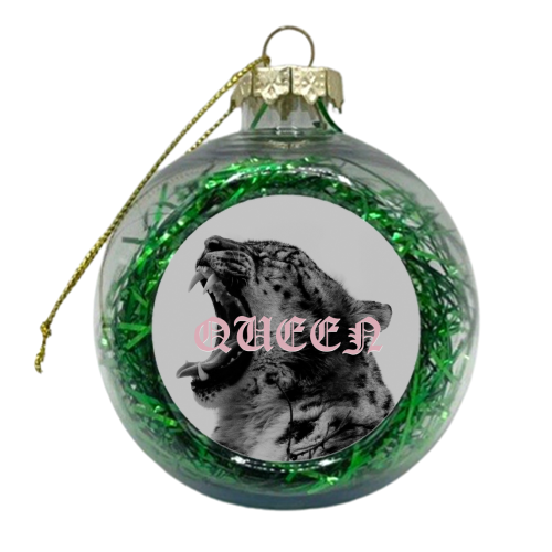 Queen Leopard Print | Typographic - xmas bauble by OhMC! Designs