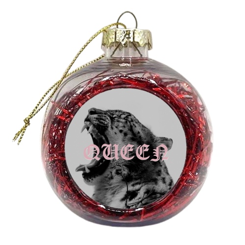 Queen Leopard Print | Typographic - xmas bauble by OhMC! Designs