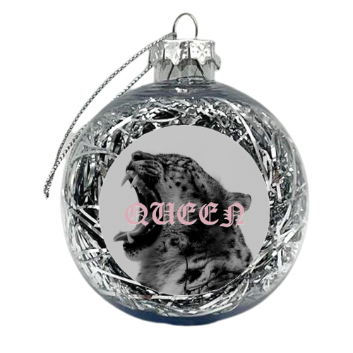 Queen Leopard Print | Typographic - xmas bauble by OhMC! Designs