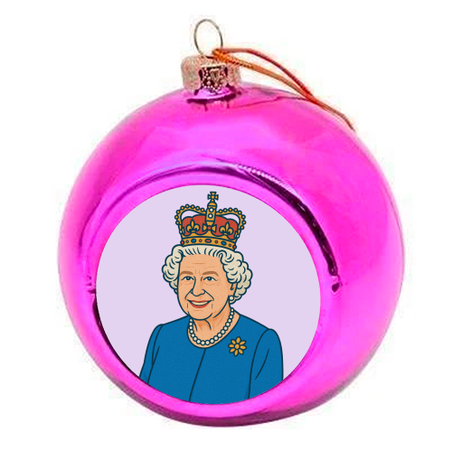 Queen Lizzie - colourful christmas bauble by Ms Doodle