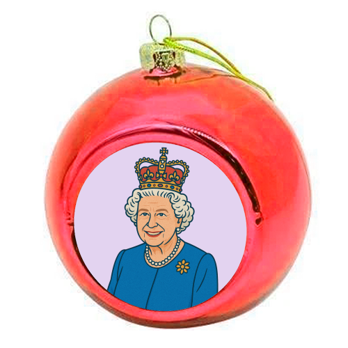 Queen Lizzie - colourful christmas bauble by Ms Doodle