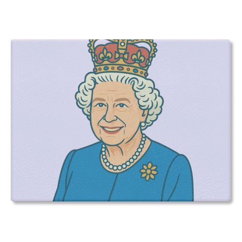 Queen Lizzie - glass chopping board by Ms Doodle