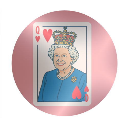 Queen of our Hearts - Circle Sticker by Ms Doodle