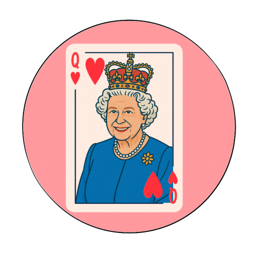Queen of our Hearts - Circle Sticker by Ms Doodle