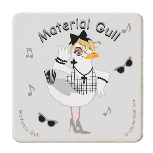 "'Queen of Pop Celebrity Seagull'" - personalised beer coaster by Rebel Seagull