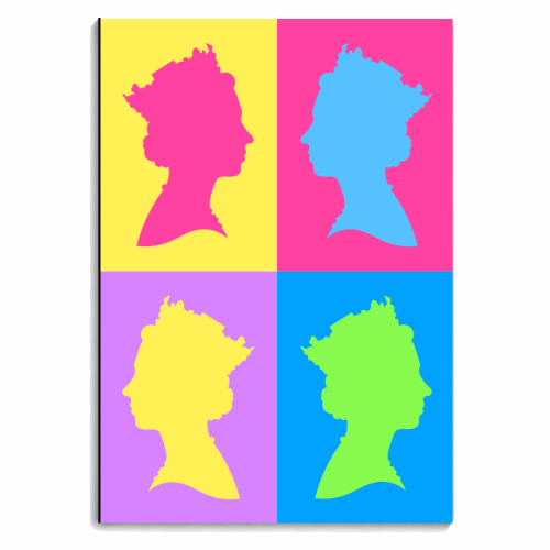 Queen Silhouette Portrait Colourful Collage - personalised A4, A5, A6 notebook by Adam Regester