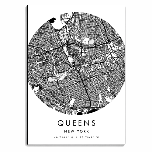 Queens New York Minimal Modern Circle Street Map - personalised A4, A5, A6 notebook by Toni Scott