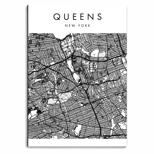 Queens New York Minimal Modern Street Map - personalised A4, A5, A6 notebook by Toni Scott