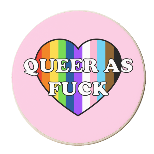 Queer As Fuck - personalised beer coaster by Adam Regester