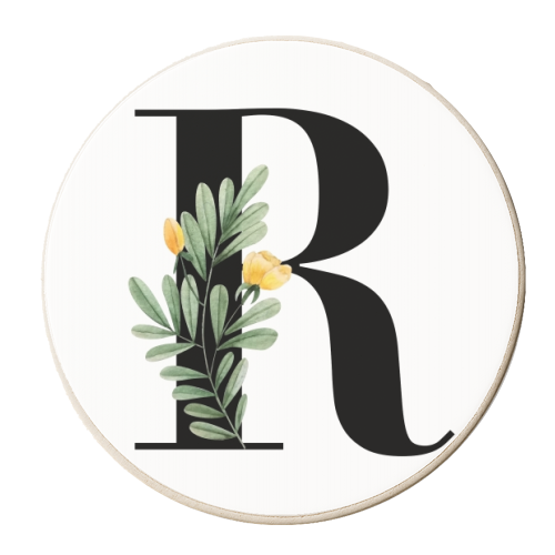 R Floral Letter Initial - personalised beer coaster by Toni Scott