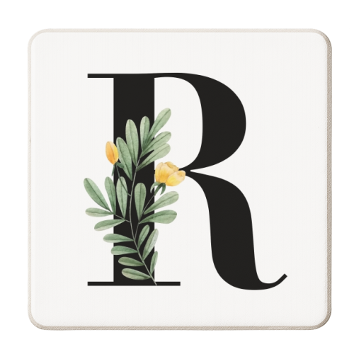 R Floral Letter Initial - personalised beer coaster by Toni Scott
