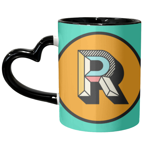 R - Initial Typography Block Colour Design - unique mug by AbiGoLucky