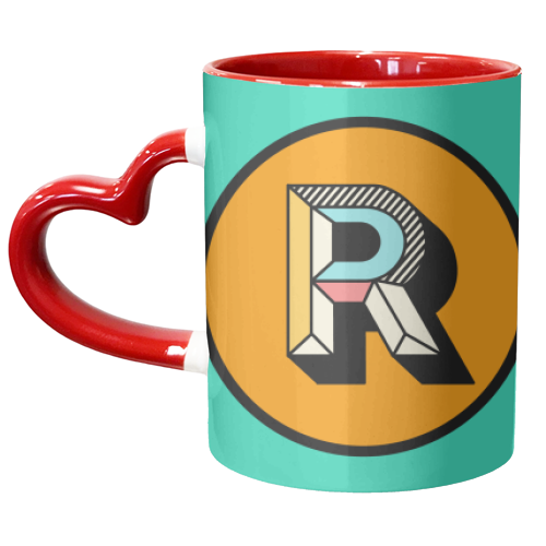 R - Initial Typography Block Colour Design - unique mug by AbiGoLucky