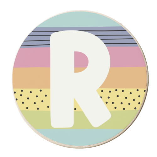 R - letter gift personalised rainbow colours - personalised beer coaster by Giddy Kipper