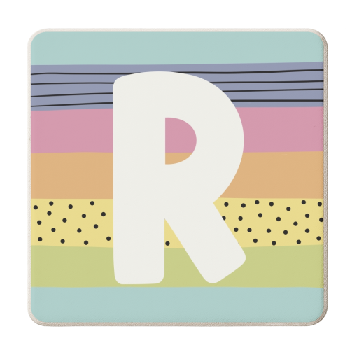R - letter gift personalised rainbow colours - personalised beer coaster by Giddy Kipper