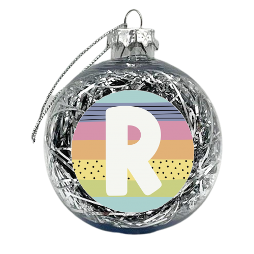 R - letter gift personalised rainbow colours - xmas bauble by Giddy Kipper