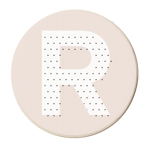 R Polka Dot Initial - personalised beer coaster by Toni Scott