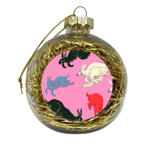 Rabbits (pink) - xmas bauble by Ezra W. Smith