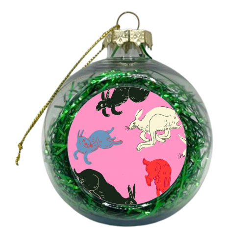 Rabbits (pink) - xmas bauble by Ezra W. Smith