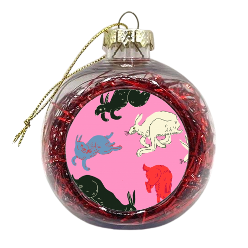 Rabbits (pink) - xmas bauble by Ezra W. Smith
