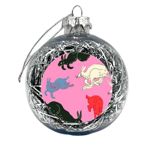 Rabbits (pink) - xmas bauble by Ezra W. Smith