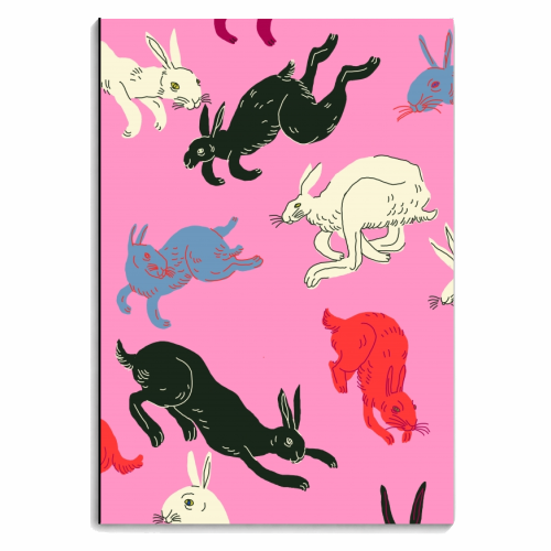 Rabbits (pink) - personalised A4, A5, A6 notebook by Ezra W. Smith