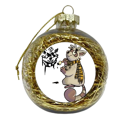 Raccoon Painter - xmas bauble by Taylor James
