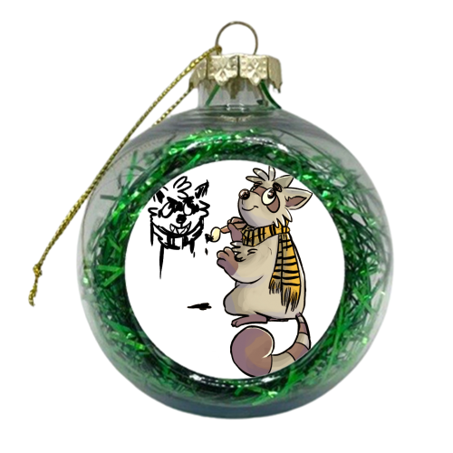 Raccoon Painter - xmas bauble by Taylor James